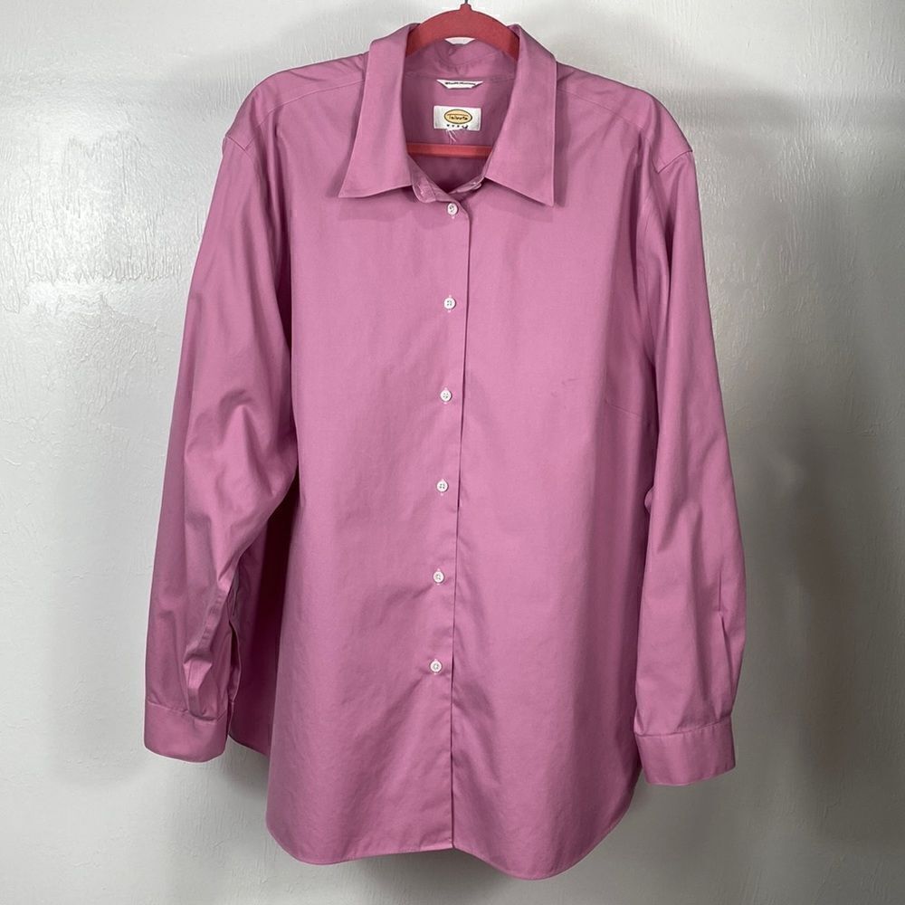 Talbots Wrinkle Resistant Pink Long Sleeves Button Down Shirt